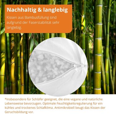 Бамбукова подушка для сну 40x80 см, 100 бавовна, простьобана 100 віскозою (бамбукова м&39якоть), подушка 40 x 80 см, подушка для ліжка, подушка для сну, Oeko-TEX, зроблено в ЄС, можна прати при температурі до 40 градусів 40 x 80 см 1