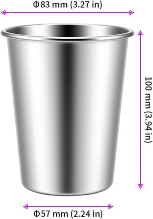 Набір з 8 чашок з нержавіючої сталі, 350 мл, срібна кружка з нержавіючої сталі, штабельовані металеві дорожні чашки, чарки для шотів, чашки з нержавіючої сталі для кемпінгу, вечірок, подорожей, барів та активного відпочинку