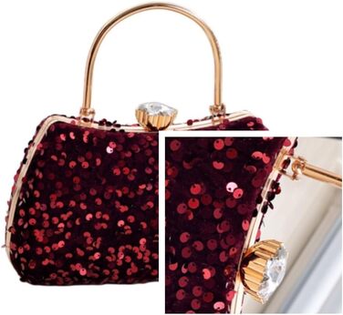 Маленька вечірня сумочка-клатч IAMUHI з паєтками та ручкою, мініатюрна квадратна сумка на ланцюжку через плече, колір Е-бургунді