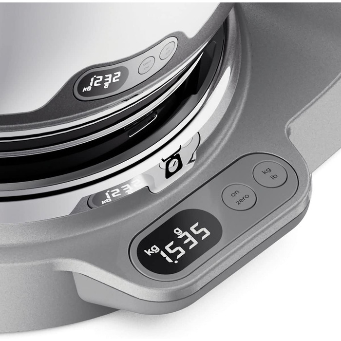 Кухонний комбайн Kenwood Titanium Chef Baker XL KVL85.004SI з вбудованими вагами, чашею 7 л, блендером та набором насадок (вінчик, гак, міксер), 1200 Вт, сріблястий
