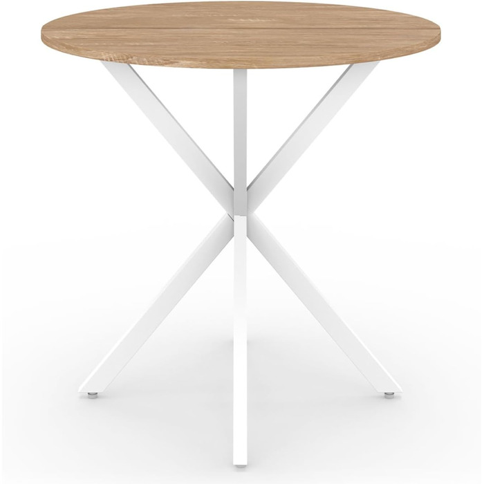 Круглий обідній стіл ALIX для 2-4 осіб на ніжках-павуках, дерево та білий колір, 80 см