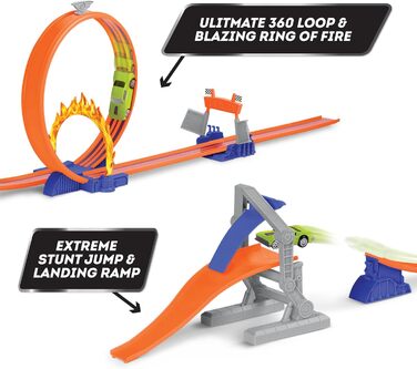 З гоночним автомобілем, петлею, вогняним кільцем, трасами, рампою іграшковий набір автомобіля для дітей від 3 років (16 предметів)