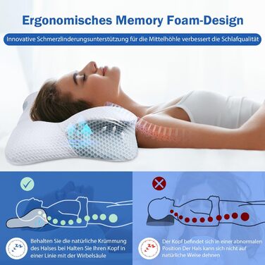 Подушка для шийного відділу хребта від болю в шиї, ортопедична подушка з піною з ефектом пам&39яті від болю в плечах, ергономічна подушка для підтримки голови та шиї для сну на боці/спині/животі, розкішна подушка для шиї