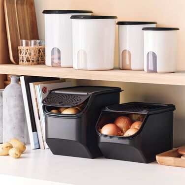 Інноваційний контейнер для картоплі з оптимальною циркуляцією повітря - зберігає до 5 кг картоплі - Штабелюється - можна мити в посудомийній машині, 8.3L -