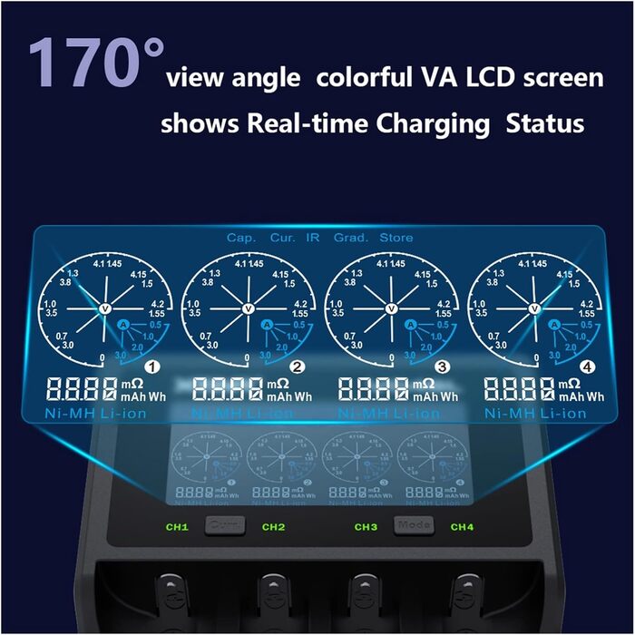 Зарядний пристрій USB C 18650 battey QC3.0 для швидкої зарядки літій-іонного акумулятора 18700 20700 26650 21700 AAA AA VC4SL для автомобіля, газонокосарки, мотоцикла, човна