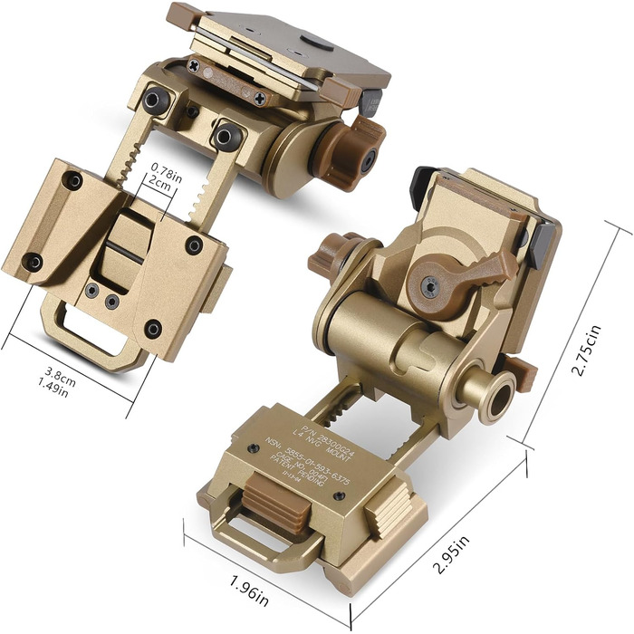 Кріплення для шолома нічного бачення PVS15/18 для L4G24 NVG, металеве кріплення для шолома, регульоване суцільнометалеве алюмінієве кріплення Rhino (золотистого кольору)