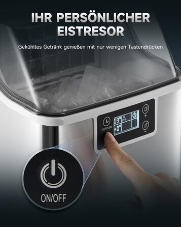 Машина для виробництва кубиків льоду Wilprep маленька з самоочисним льодогенератором 22 кг/24 години машина для морозива з РК-екраном Льодогенератор з нержавіючої сталі для офісу, ресторану, бару, кафе (щоденна продуктивність 22 кг)