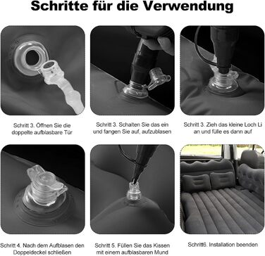 Надувний матрац Ergocar для автомобіля, кемпінгу, надувний матрац для 2 осіб з подушкою, надувний матрац для позашляховиків, мінівенів, диванів, надувних ліжок для гостей на відкритому повітрі, піщаний пляж, M-темно-зелений