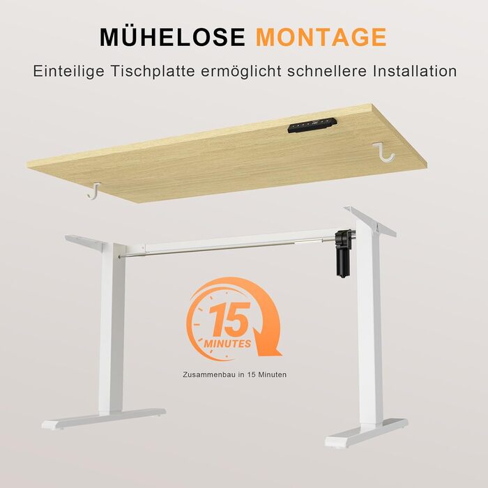 Повністю настільний стіл з регульованою висотою, електричний комп&39ютерний стіл 140 x 70 см, стіл для роботи сидячи та стоячи з цільною стільницею, стіл для роботи стоячи з 4 функціями пам&39яті, дуб 140 x 70 см з повноцінною дубовою стільницею