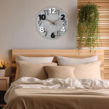 Настінний годинник Stellarize Великий без цокання Сучасний дерев'яний 3D кухонний годинник для вітальні дитячої кімнати офісу (30