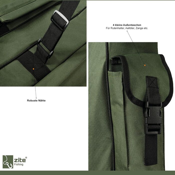 Сумка для вудки Zite Fishing 190 см Чохол для рибалки Rod-Case, водовідштовхувальний чохол для вудки, 3 відділення рюкзак для вудки сумка для риболовлі сумки для риболовлі сумка для вудки сумка для вудки