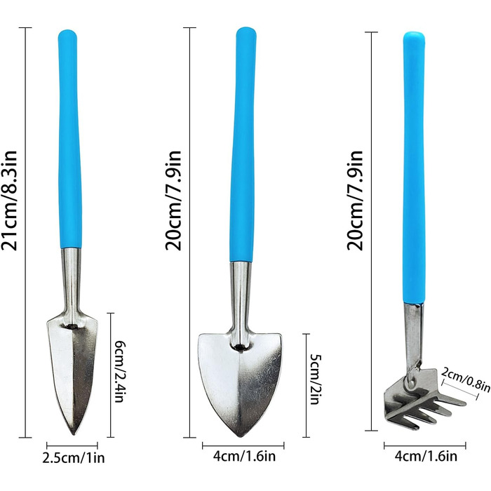 Міні-набір садового інструменту з 3 предметів, садові інструменти з нержавіючої сталі, лопата, граблі, лопата, садові ручні інструменти для сукулентів, рослин у горщиках, квітів (рожевий)