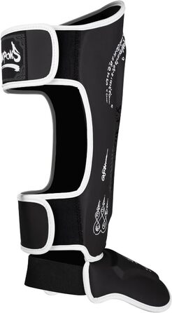 ВИДІВ ЗБРОЇ Щитки для гомілок Sak Yant Big Tiger, матово-чорні, для тренувань та змагань, високоякісна синтетична шкіра, ідеальна амортизація та міцні шви, муай-тай, K1, MMA, карате та кікбоксинг, 8