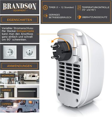 Енергозберігаючий, тихий вентилятор-обігрівач - підключається до мережі - керамічний нагрівальний елемент з термостатом - захист від перегріву - невеликий підключається до мережі вентилятор-обігрівач/променевий обігрівач - для ванної кімнати, спальні, офі