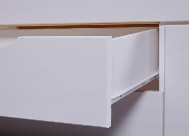 Ліжко з шухлядами - Двоспальне ліжко 140x200 см - Двоярусне ліжко з місцем для зберігання - Масив сосни - 2 шухляди та 1 коробка для зберігання - Включає рейкову основу - Білий лак - Efetivo 140x200 см 140 x 200 см Efetivo White з узголів&39ям