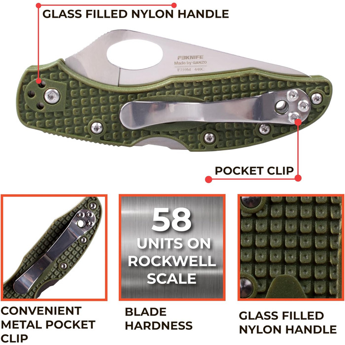 Кишеньковий складаний ніж зі сталі 440C лезо 75 мм нековзна ручка з кліпсою Кемпінг Полювання Риболовля Відкритий EDC ніж 175 мм 6