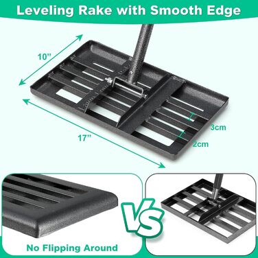 Вирівнювач газону металевий 182 см для догляду за газоном, садом та полем для гольфу (25x43 см). Ракель для вирівнювання поверхні газону.