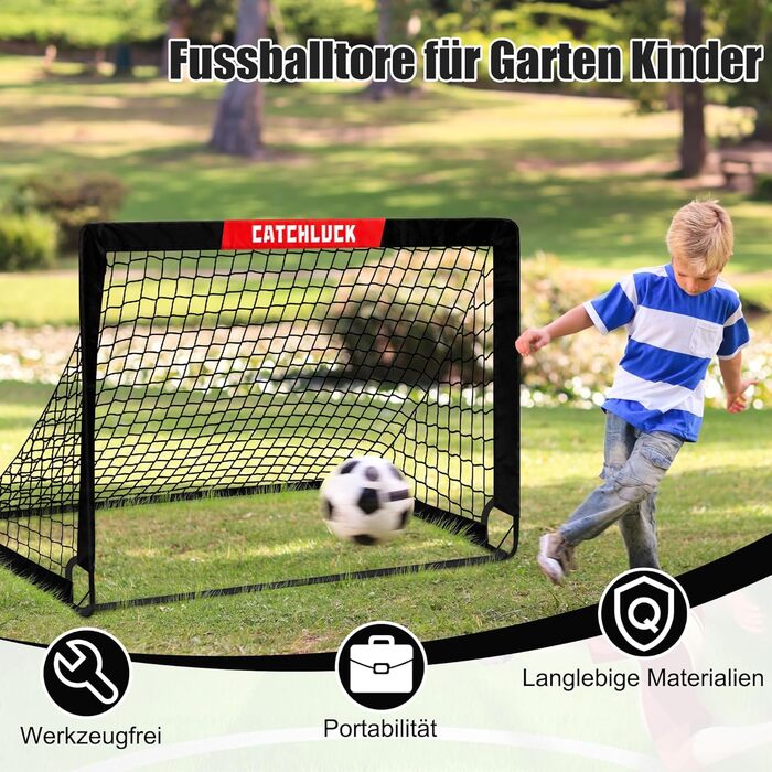 Набір дитячих футбольних воріт, 2 шт., садові футбольні ворота, вуличні футбольні ворота з сумкою для перенесення, чорні - 120x90x90