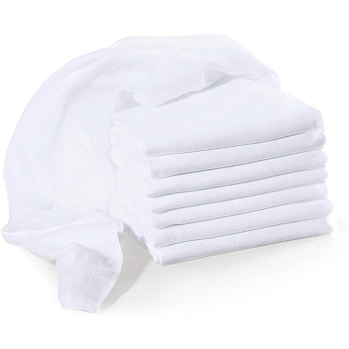 Набір муслінових пелюшок BORNINO 8 шт. , пелюшка для немовлят/дівчаток/хлопчиків, пелюшка для відрижки, пелюшка для обіймів, 80x80