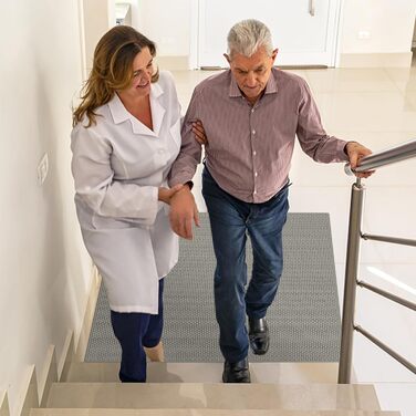 Сходинки для дерев&39яних сходинок, нековзка сходинка для внутрішнього та зовнішнього використання, сходинки для сходинок, 78,7 x 78,7 см, підходить для літніх людей, дітей та 79 x 79 см (прямокутна) світло-сіра імітація льону 1