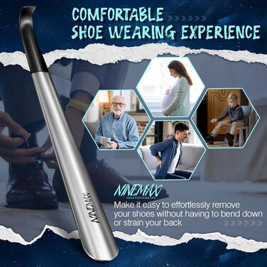 Довгий металевий ріжок для взуття, довгий ріжок для взуття з нержавіючої сталі, 42 см міцний великий ріжок для взуття, упаковка з