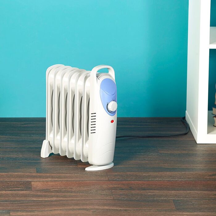 Масляний радіатор для побутової техніки Sichler Масляний радіатор із 7 ребрами та термостатом, 800 Вт (невеликий масляний радіатор з термостатом, обігрів без електрики)