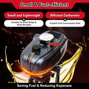 Тактний підвісний човновий мотор, підвісний човновий мотор, бензиновий підвісний мотор, 2,5 кВт та 3,5 к.с., швидкість 5000 об/хв, підходить для надувних човнів, рибальських човнів, вітрильних човнів, запчастин для підвісних моторів, 2-