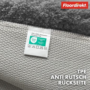 Килимок для ванної Floordirekt - Надзвичайно пухнастий та швидковисихаючий - Килимок для ванної кімнати з нековзною основою - Килимок для ванної Килимок для душу (Maris) (Темно-сірий, 60 x 120 см) 60 x 120 см (Прямокутний) Темно-сірий