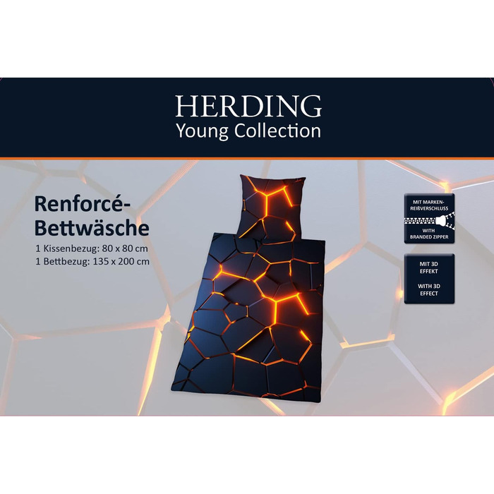 Комплект постільної білизни з ефектом стада 3D, наволочка 80 х 80 см, підодіяльник 135 х 200 см, на блискавці з плавним ходом, 100
