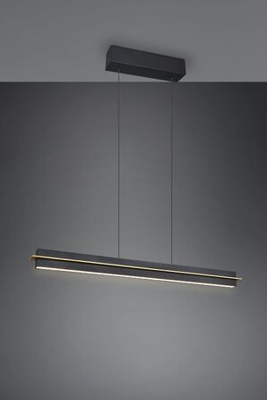 Стеля LED-підвіс Trio Leuchten Emerson 346710180, матовий чорний/золотий метал, 22 Вт LED, регульована висота, плавне налаштування кольору світла, 4-позиційний сенсор