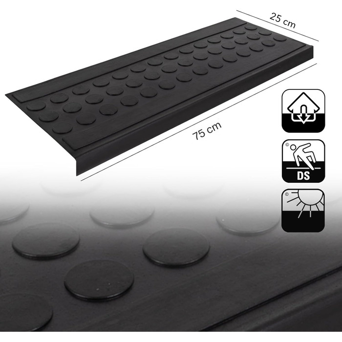 Гумовий килимок для сходів casa pura - 25 x 75 см - набір з 10 стійких до погодних умов та протиковзких килимків для сходів - гумо