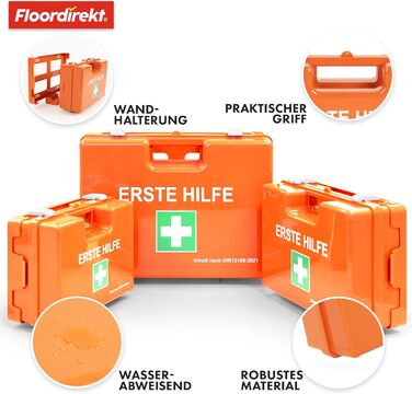 Аптечка для підприємств Floordirekt DIN 13157 з настінним кронштейном 1 комплект аптечки для дому, офісів та закладів громадського