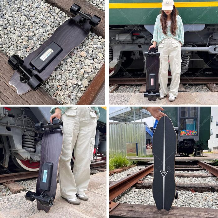 Електричний скейтборд з пультом дистанційного керування, водонепроникний лонгборд, 7-шаровий клен, запас ходу 15 км, максимальна швидкість 25 км/год, лонгборд для початківців C