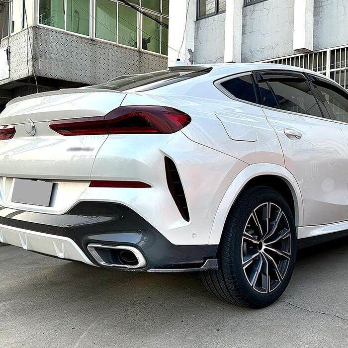 Сумісний для BMW X6 G06 M Sport 2019-2022, 1 пара автомобільних задніх бамперів губа, бічні спідниці, спліттер, смуга проти зіткнення, протектор кута, спойлер, B Зовнішній вигляд з вуглецевого волокна B Вигляд з вуглецевого волокна