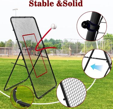 Волейбольна сітка LIANTRAL 2,2 × 1,2 м – тренувальне обладнання з зоною відбивання для лакросу, бейсболу та вправ, регульована для заднього двору, приміщення чи вулиці, чорна