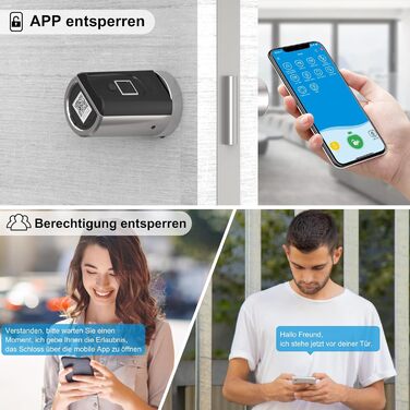 Електронний дверний замок із RFID-картою Bluetooth WiFi для 30-70 мм регульованого циліндра, електронний замок із відбитком пальця, сріблястий, 51 Fingerprint Lock