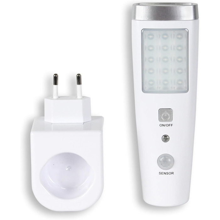 Датчик присутності - Кутове виявлення 60 - 15 передніх світлодіодів та 5 верхніх світлодіодів - Перезаряджається від мережі - Бездротовий індукційний зарядний пристрій - 3,7 В - Батарейка 15 см - Портативний ліхтарик - Білий