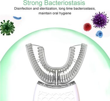 Електрична ультразвукова зубна щітка 360 Автоматична зубна щітка Повністю автоматична ультразвукова U-подібна інтелектуальна чистяча зубна щітка Дитяча зубна щітка Звукова зубна щітка бездротова (біла)