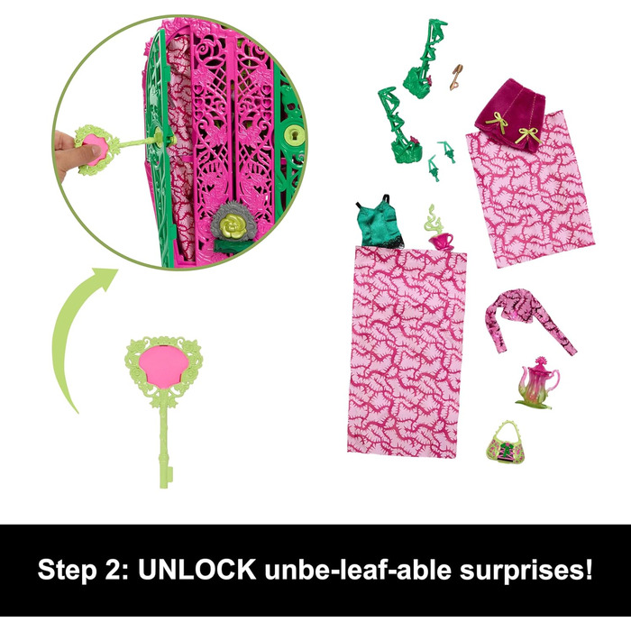 Лялька та аксесуари, Garden Mysteries Venus McFlytrap з чарівним гардеробом та понад 19 сюрпризами для чаювання, такими як одяг, HYT75