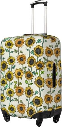 Чохол для валізи Сонячні квіти з еластичною тканиною, захисний від подряпин та пилу, чорний, розмір 80