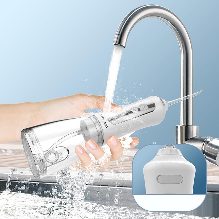 Акумуляторний іригатор для зубів та ясен, 5 режимів очищення, 5 насадок, резервуар 300 мл, бездротовий USB-іригатор, водонепроникний IPX7 та обертова насадка на 360