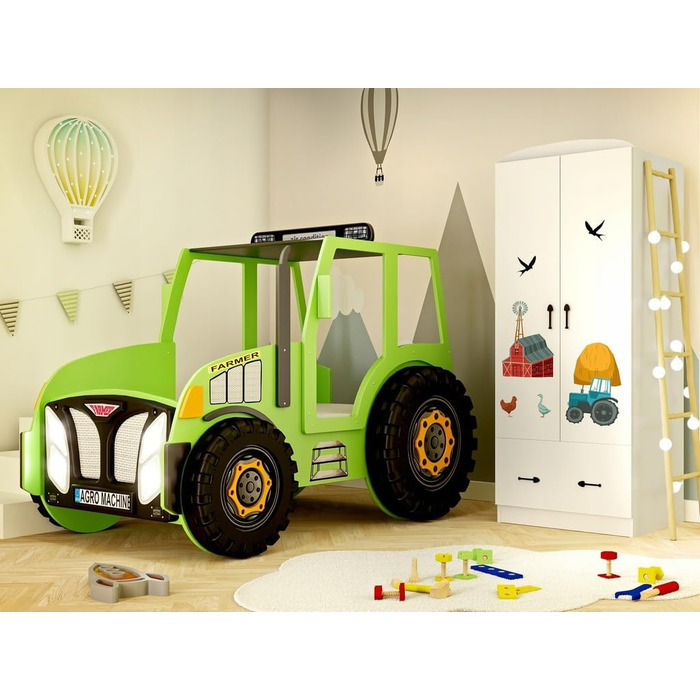 Дитяча шафа для одягу з 2 дверцятами та фермерським мотивом - Міцні та яскраві меблі для дитячої кімнати 60X75X190 см PL 699