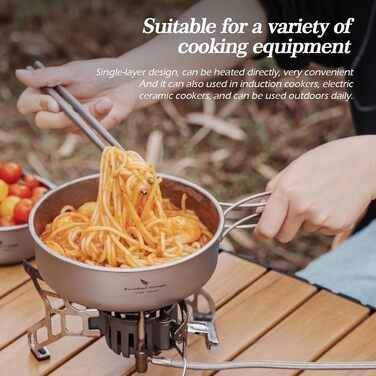 Набір титанових каструль та мисок Boundless Voyage зі складною ручкою, портативний посуд для кемпінгу на свіжому повітрі, тарілки та блюдця, столовий посуд Ti1096T