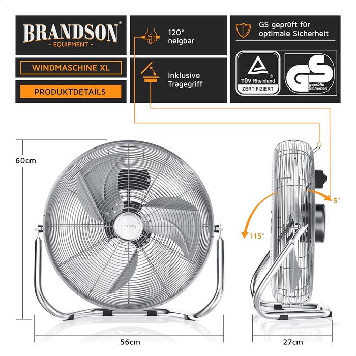 Брандсон - вітрогенератор в ретро стилі 200 Вт - лауреат премії 2024 року - вентилятор на п'єдесталі 57 см - підлоговий вентилятор