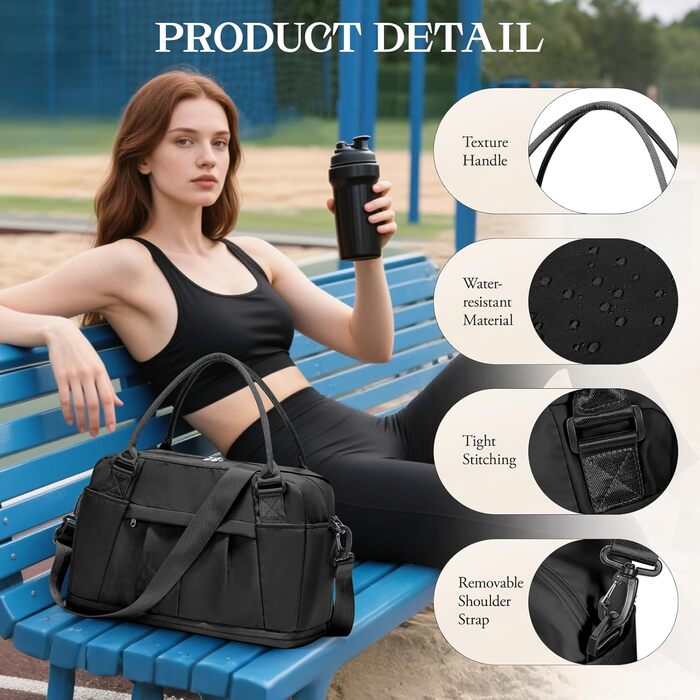 Мала дорожня сумка, 40x20x25 см, Ручна поклажа Ryanair для літаків, Спортивна сумка на вихідні, Жіноча водонепроникна дорожня сумка, Сумка для підгузків, Сумка для клініки, Сумка для пологів, Лікарняна сумка з відділенням для взуття, B-Black B01-black Rya