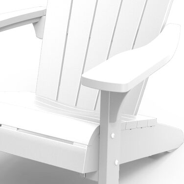 Садове крісло Keter Alpine Adirondack, пластикове садове крісло з тримачем для напоїв, біле, водонепроникне, класичний американський дизайн, для саду, патіо та балкону, 93 x 81 x 96,5 см, біле, суцільне