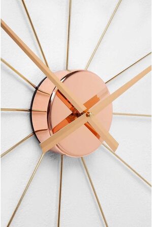 Настінний годинник Kare Design Like Umbrella, Rosegold, діаметр 100 см, безтихий кварцовий механізм, великий сучасний мінімалістичний годинник для вітальні, сталь, батарейки до комплекту не входять