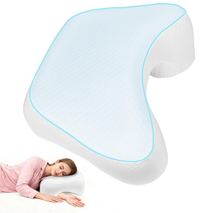 Ортопедична подушка для сну на боці з проймою, подушка для шиї з піни з ефектом пам&39яті, 3 пройми, ергономічна подушка для голови та плечей, підходить для тих, хто спить на боці, на животі, на спині та на ногах.