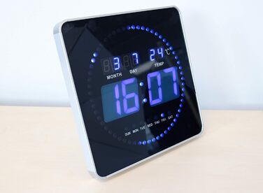 Світлодіодний настінний годинник Unilux FLO з датою та термометром, 28 x 28 см