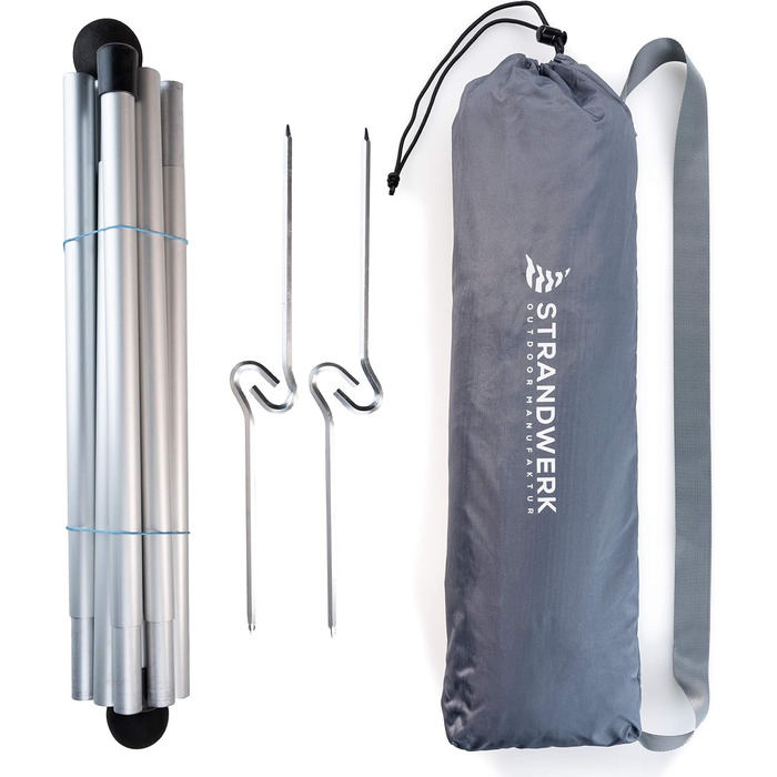 Пляжний намет преміум-класу з лайкри висувний сонцезахисний тент Оле з алюмінієвими стійками та наповнюваними піщаними анкерами 210 x 210 см